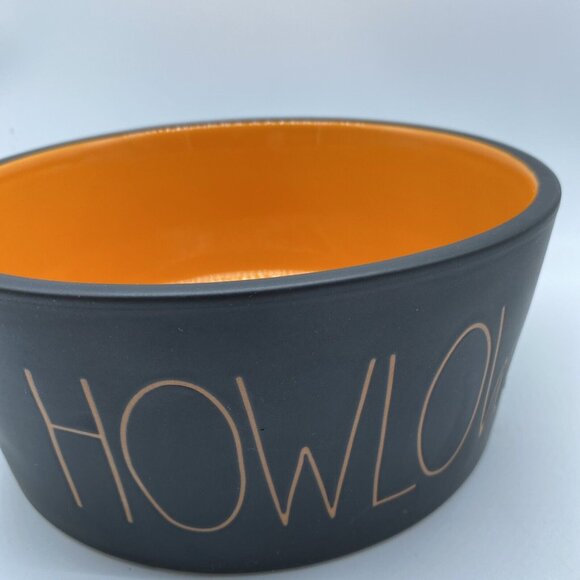 Rae Dunn Howloween XL Dog Pet Food Bowl Black Orange Artisan Collection Magenta - Picture 2 of 10